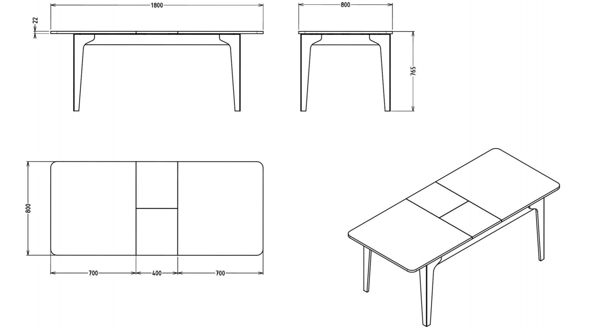 Alvis Mini Esstisch, ausziehbar