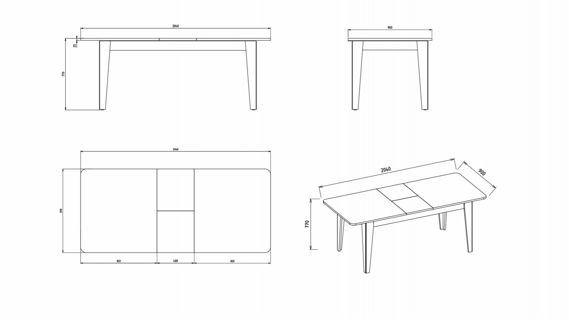 Vilza Esstisch, ausziehbar