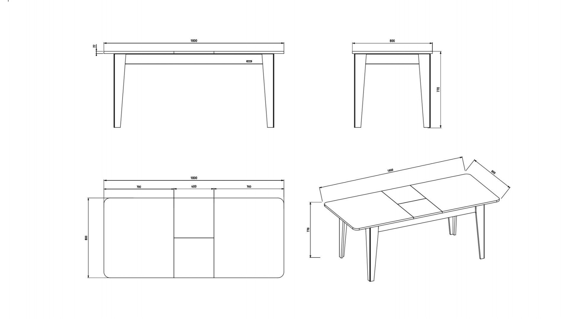 Vilza Mini Esstisch, ausziehbar