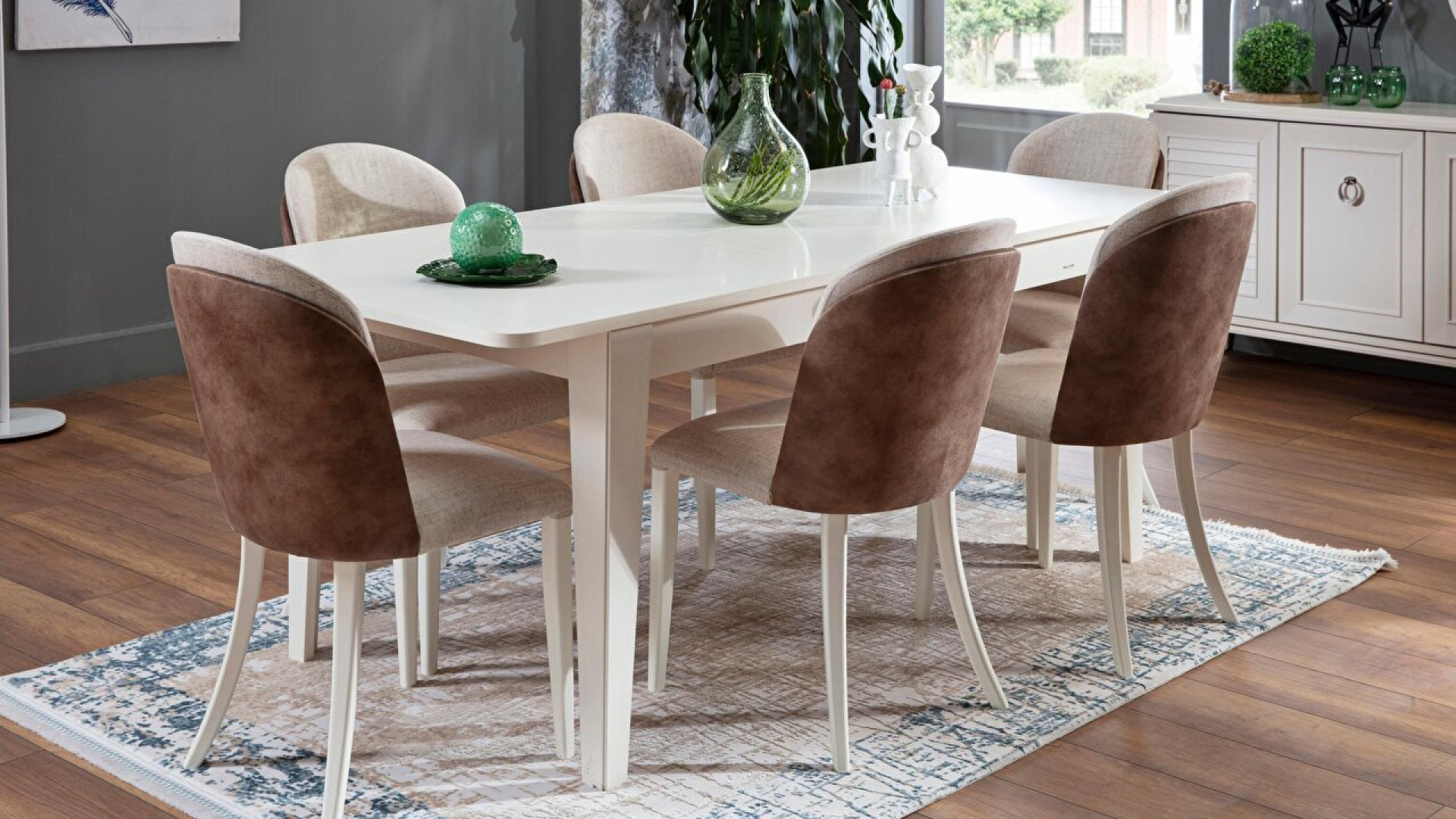 Vilza Esstisch Weiss, ausziehbar