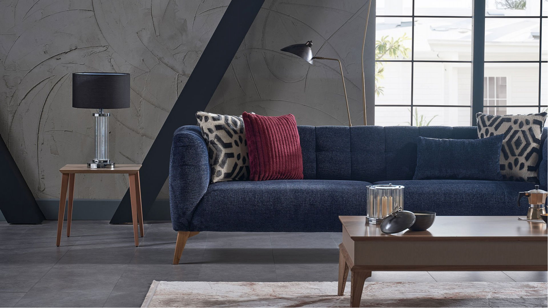 Indiana 3er-Sofa - Nuss-Füße