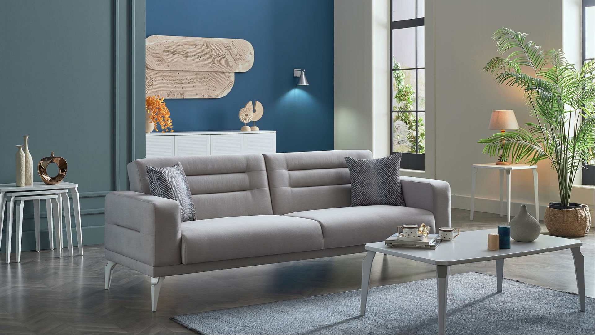 Majer 3er-Sofa - Grau