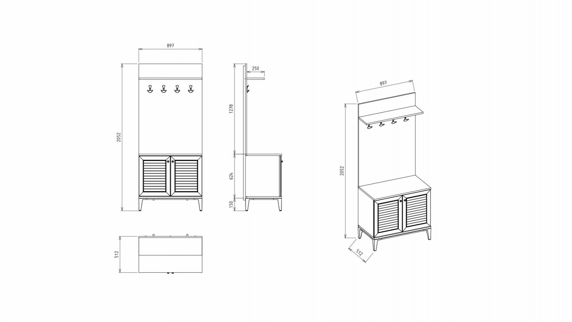 Vilza Garderobe und Schrankeinheit