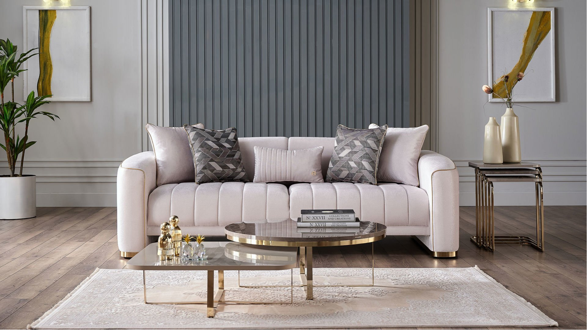 Veronica 3er-Sofa - Beige