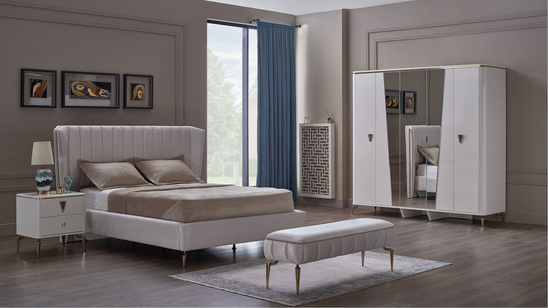 Plaza 5-türiger Schrank - Elfenbein