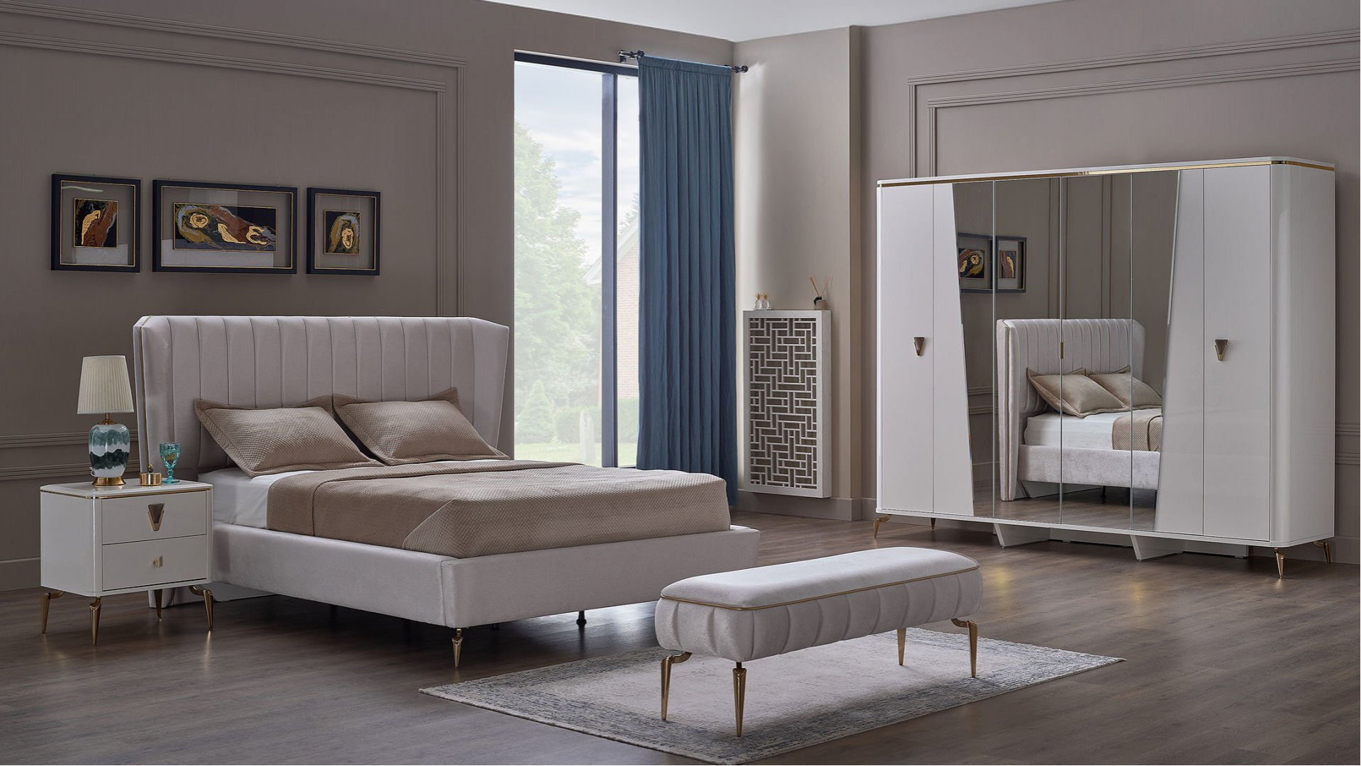 Plaza 6-türiger Schrank - Elfenbein