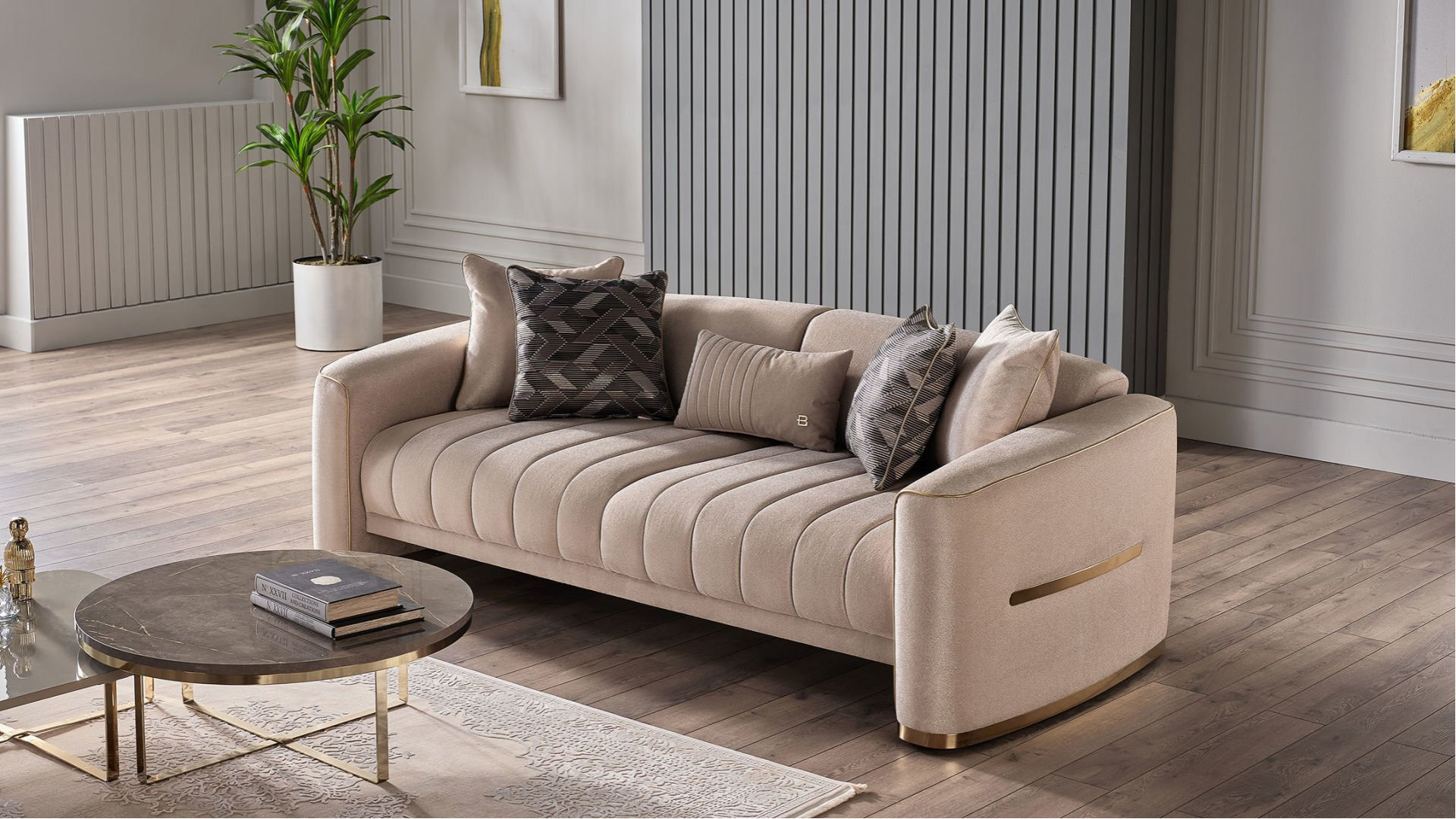 Veronica 3er-Sofa - Taupe