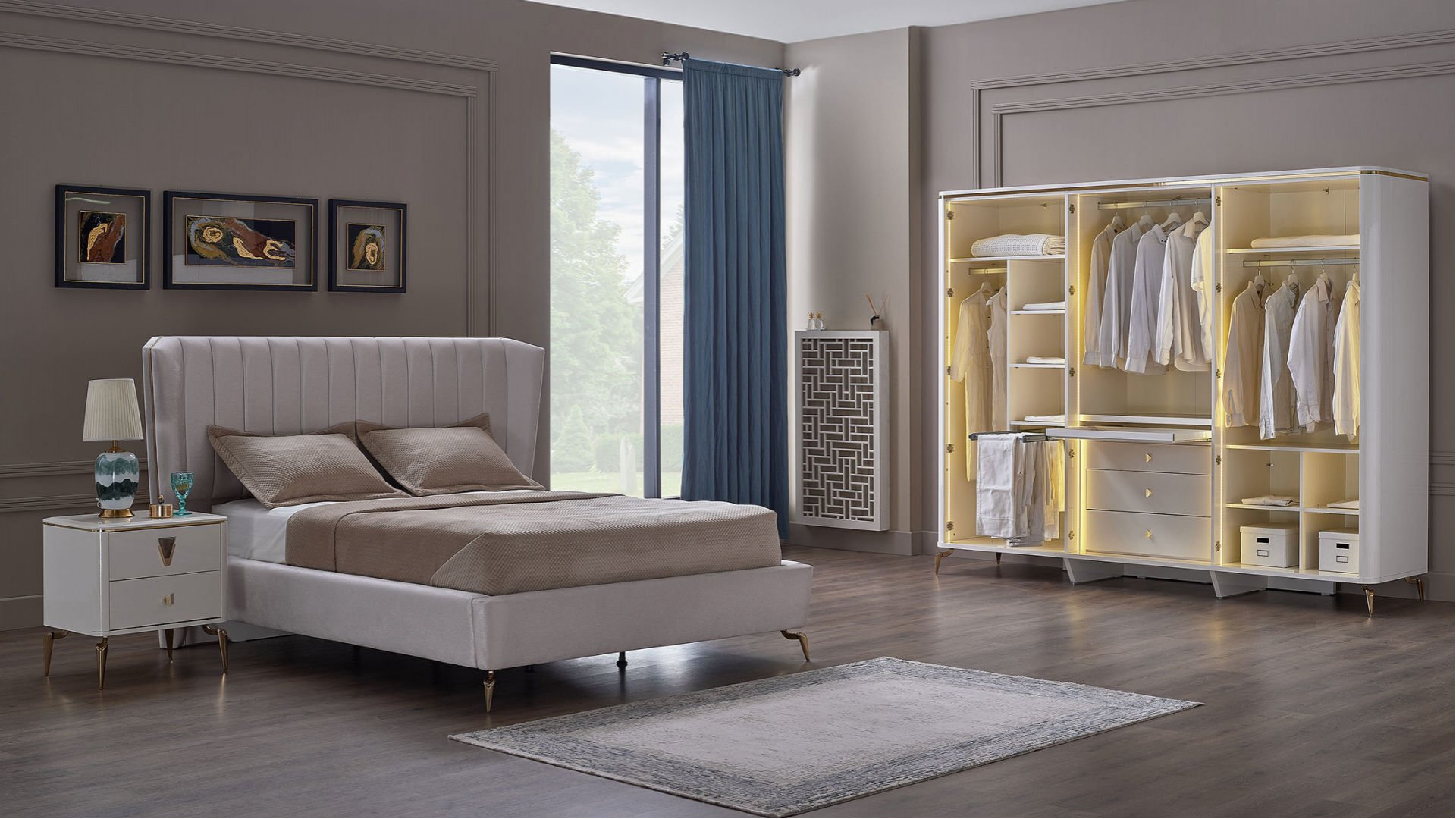 Plaza 6-türiger Schrank - Elfenbein