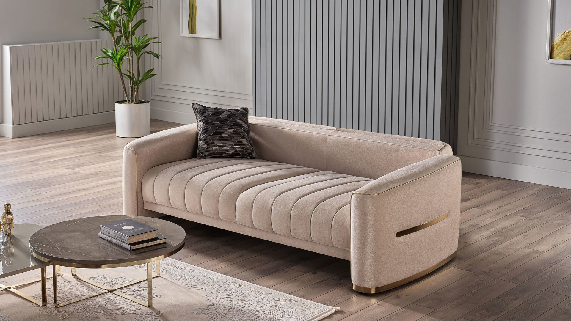 Veronica 3er-Sofa - Taupe