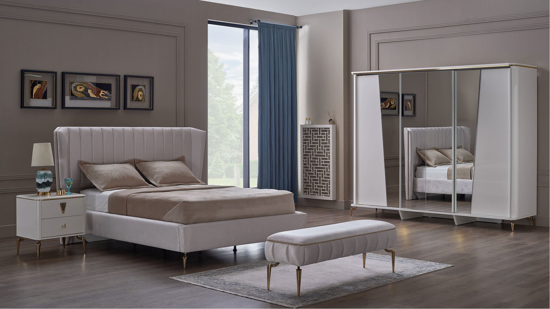 Plaza Schwebetürenschrank - Elfenbein