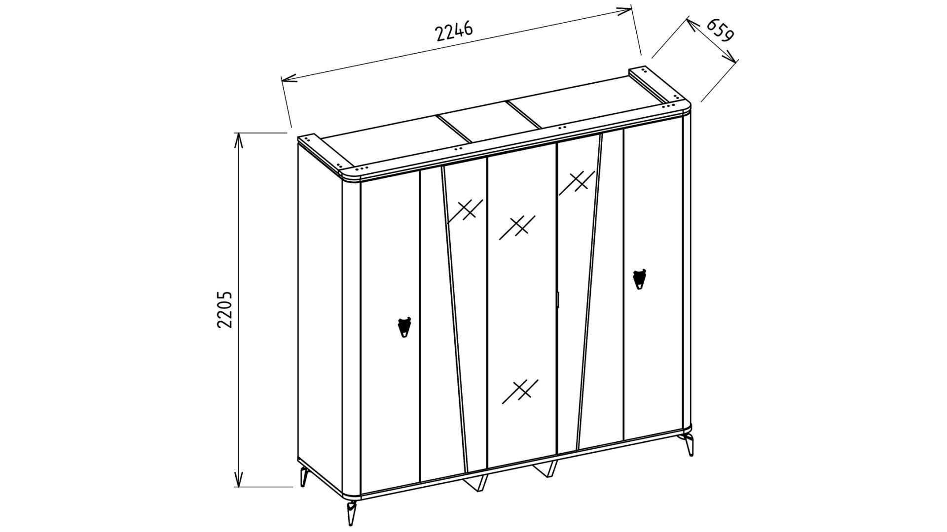 Plaza 5-türiger Schrank - Elfenbein