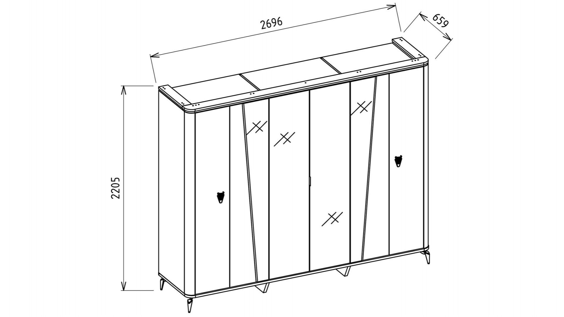 Plaza 6-türiger Schrank - Elfenbein