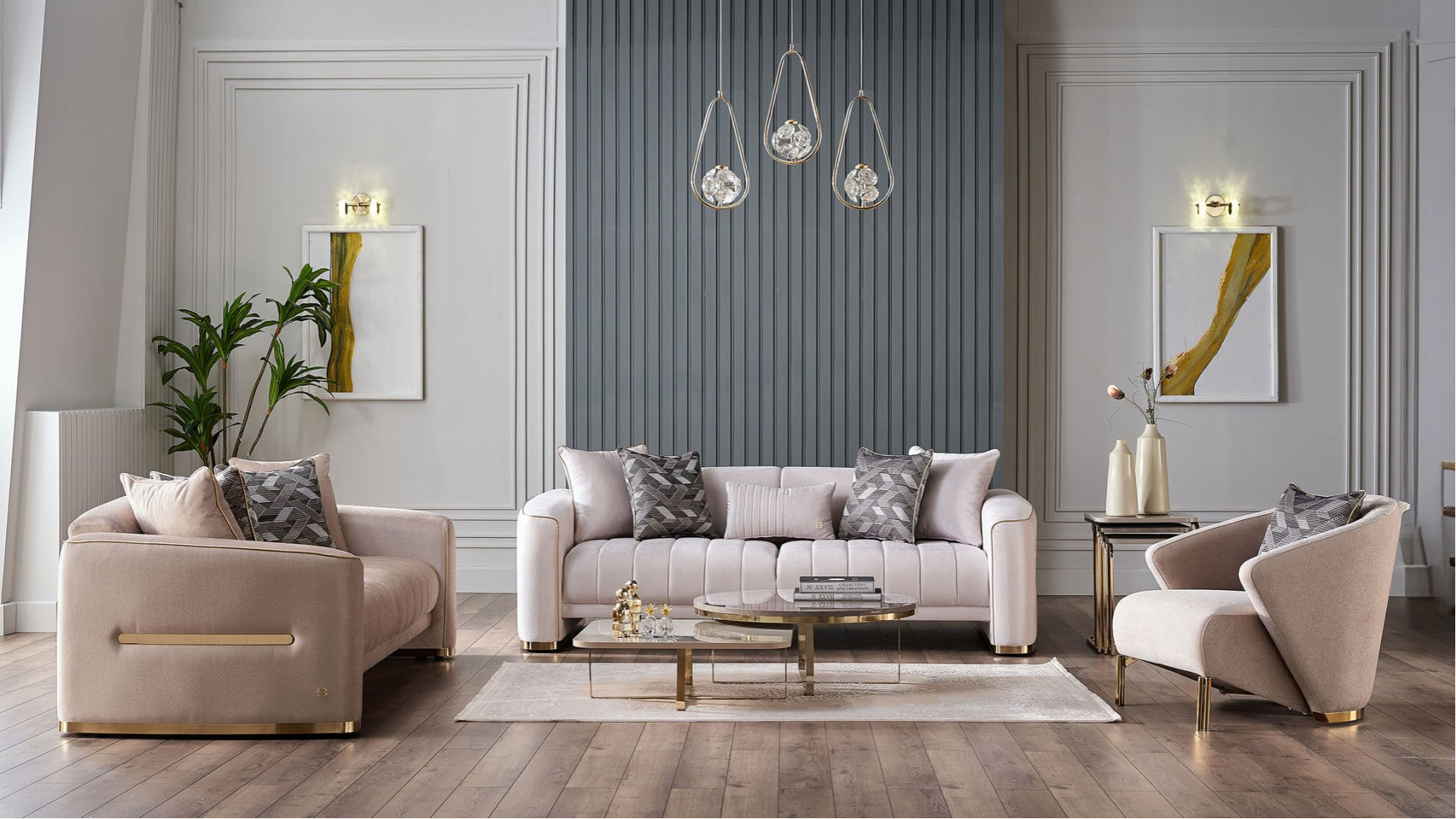 Veronica 3er-Sofa - Taupe