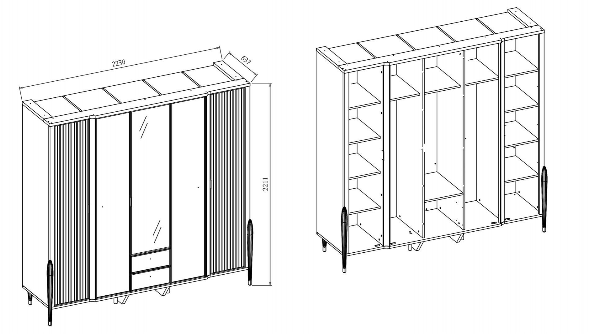 Gravita 5-türiger Schrank