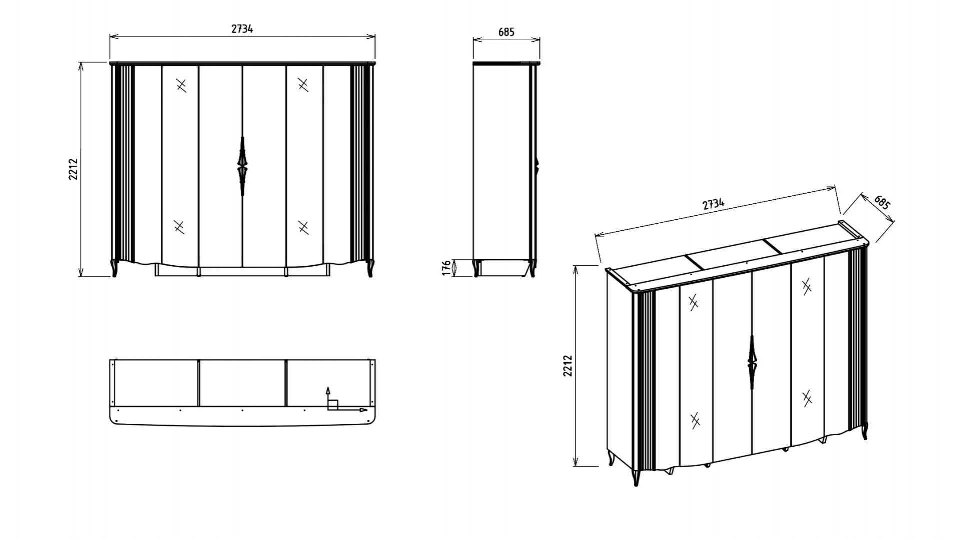 Victor 6-türiger Schrank