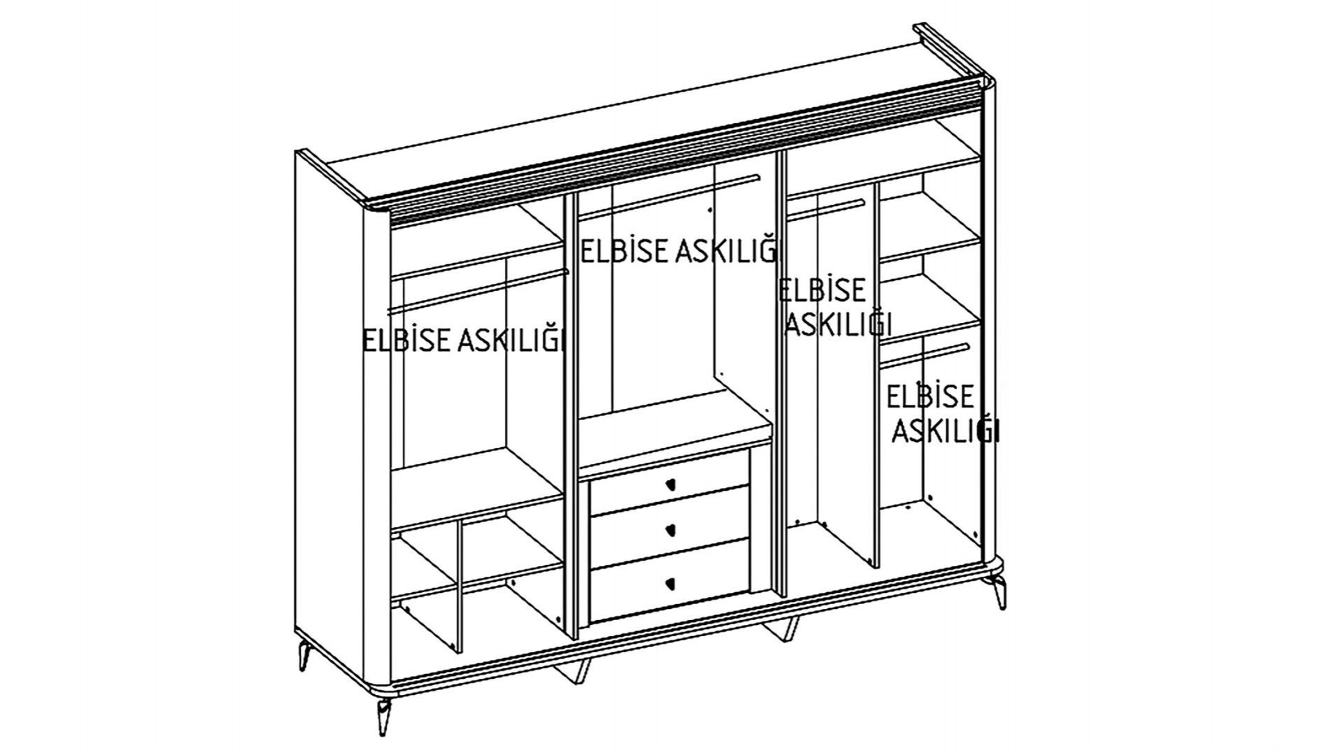Plaza Schwebetürenschrank - Elfenbein