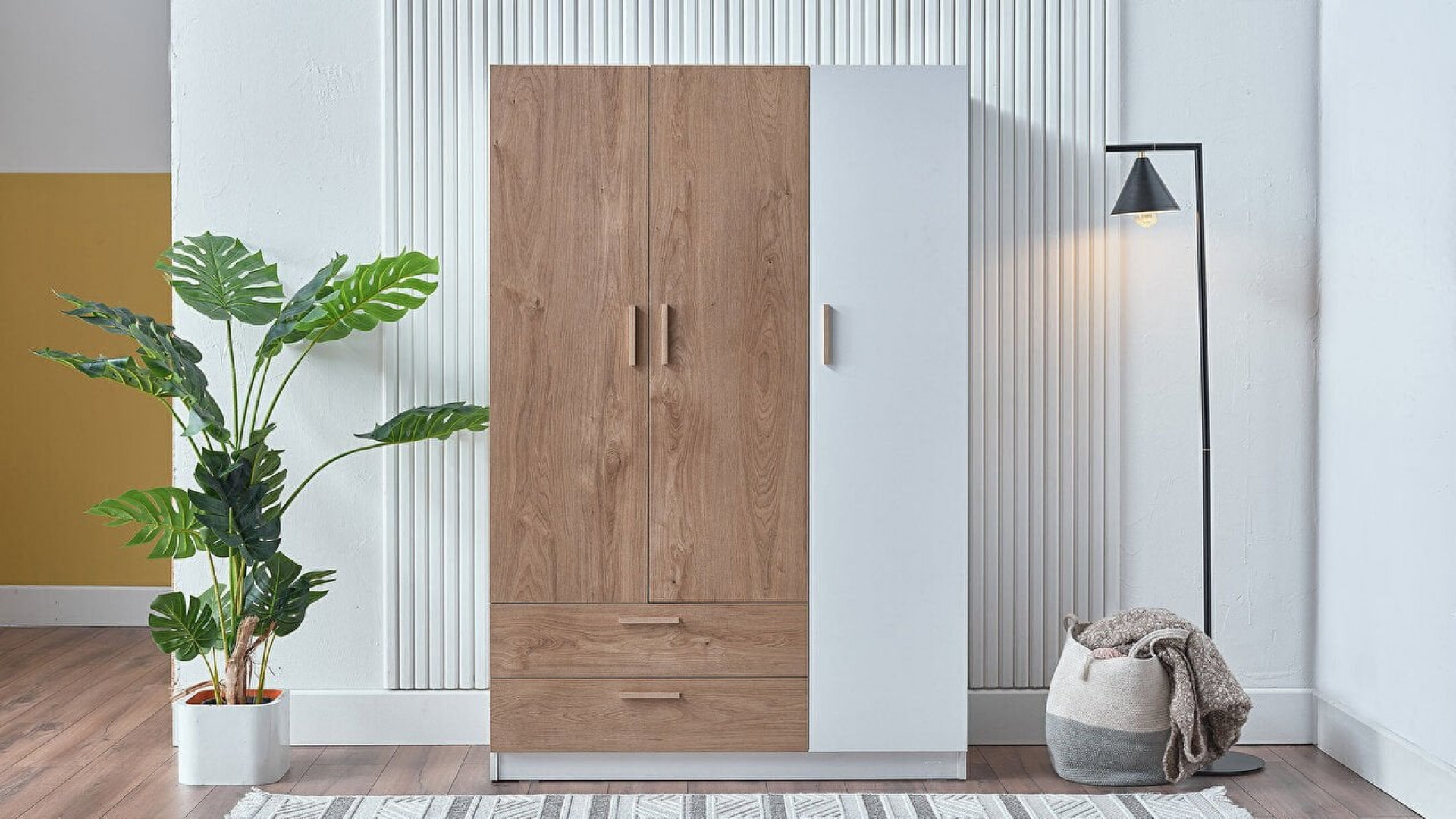 Carlo 3-türiger Kleiderschrank - Eiche