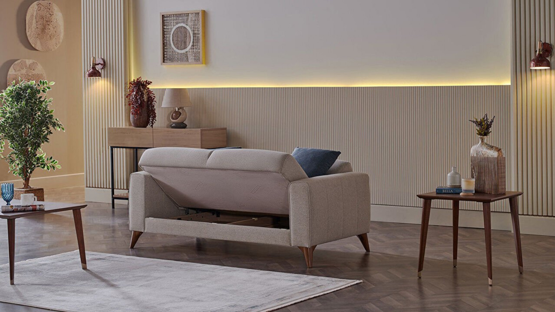 Nilya 2er-Sofa Creme - Blau