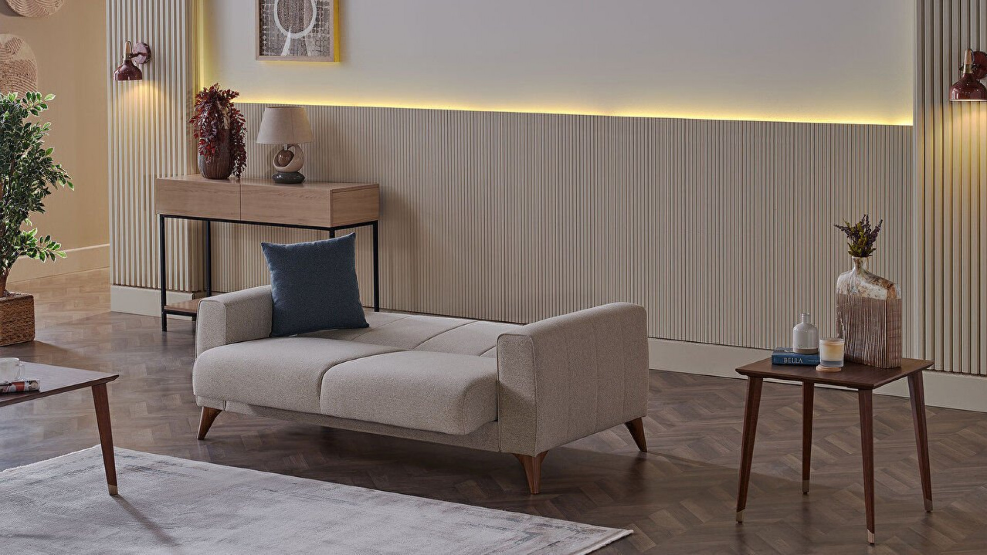 Nilya 2er-Sofa Creme - Blau