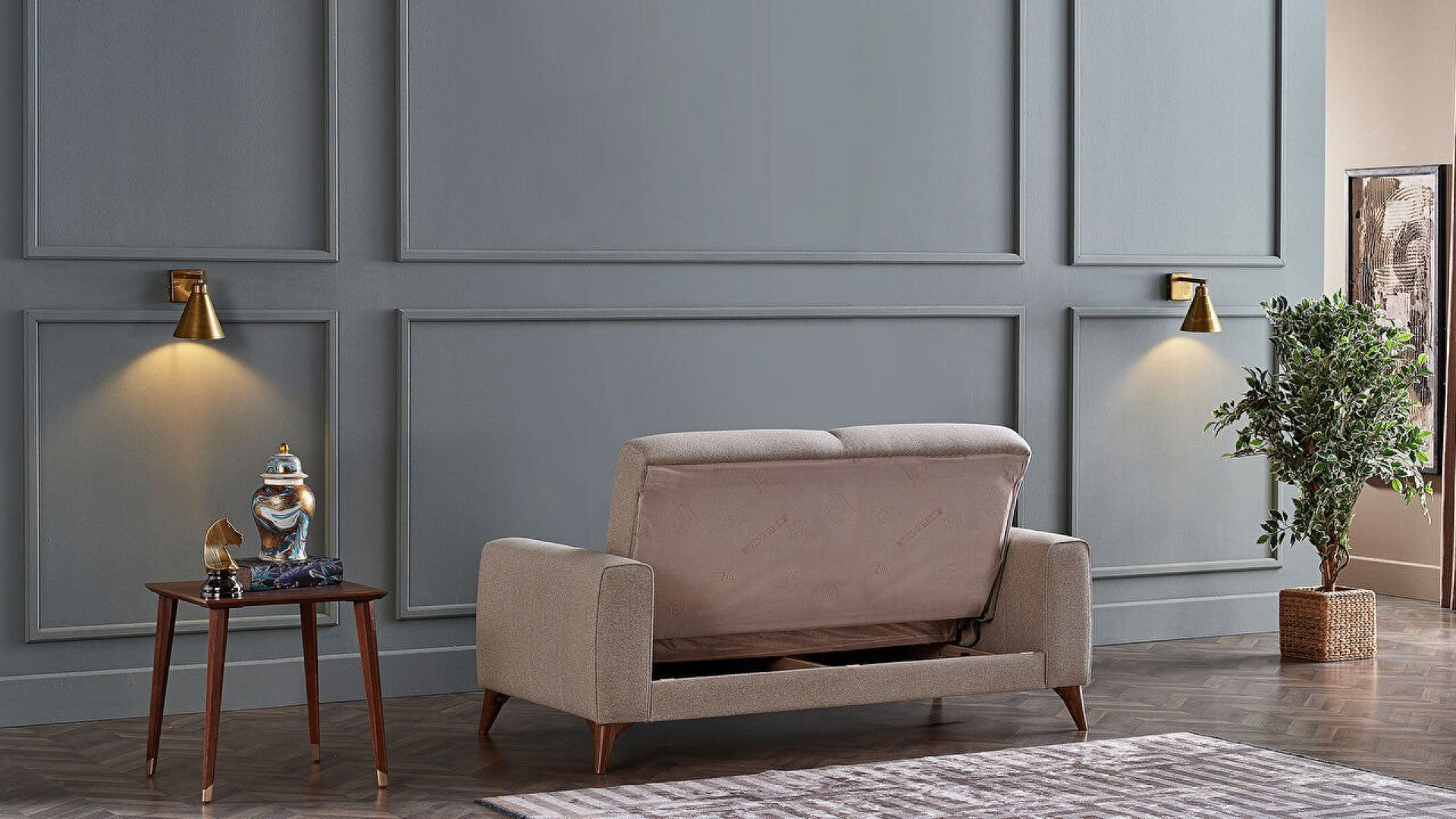 Nilya 2er-Sofa Creme - Grün