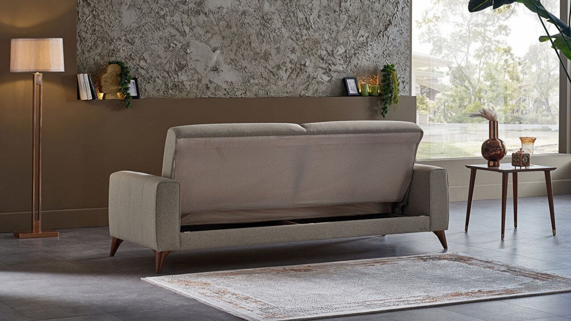 Nilya 3er-Sofa Creme - Ziegelrot