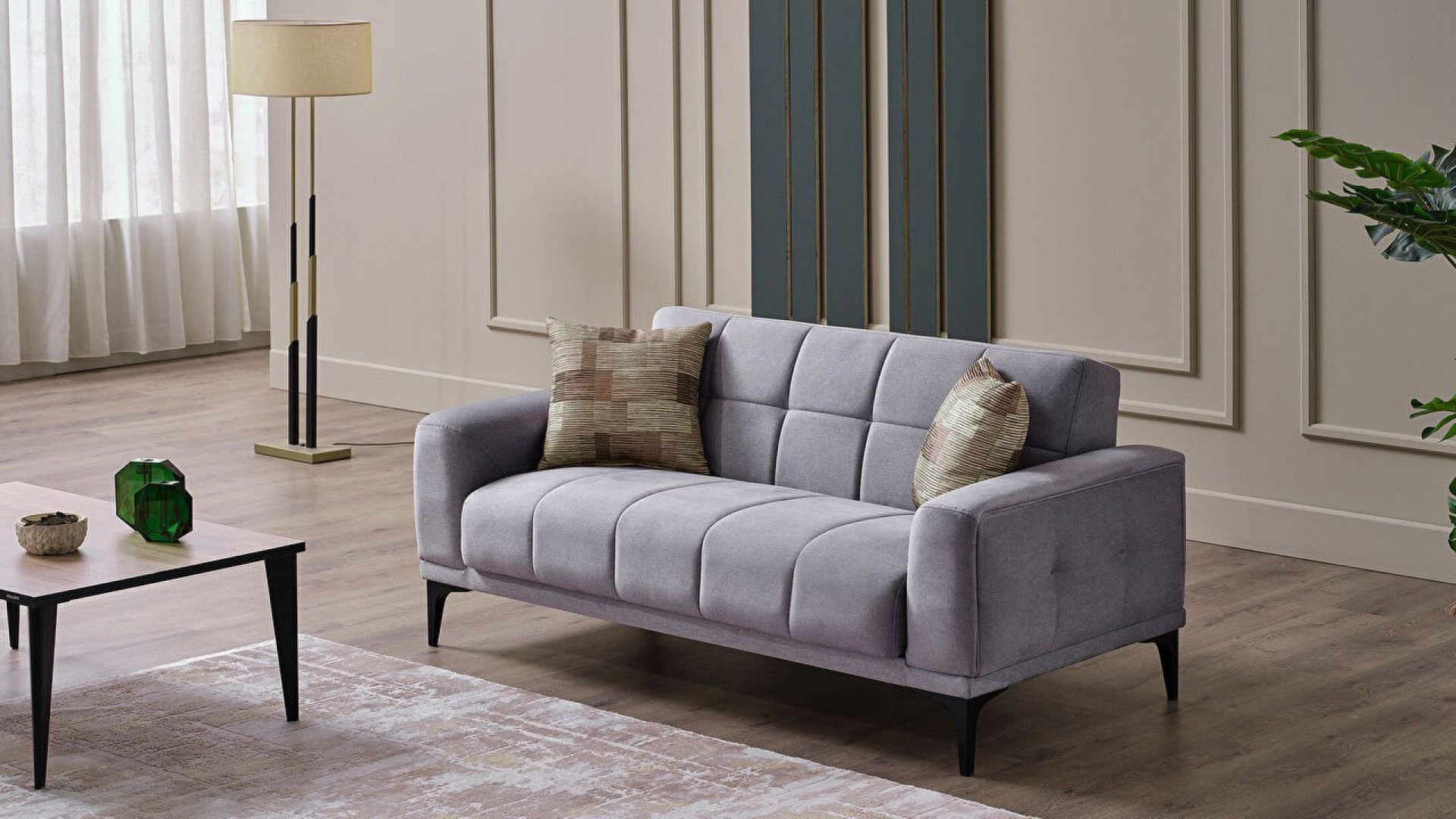 Palermo 2er-Sofa - Schwarze Füße