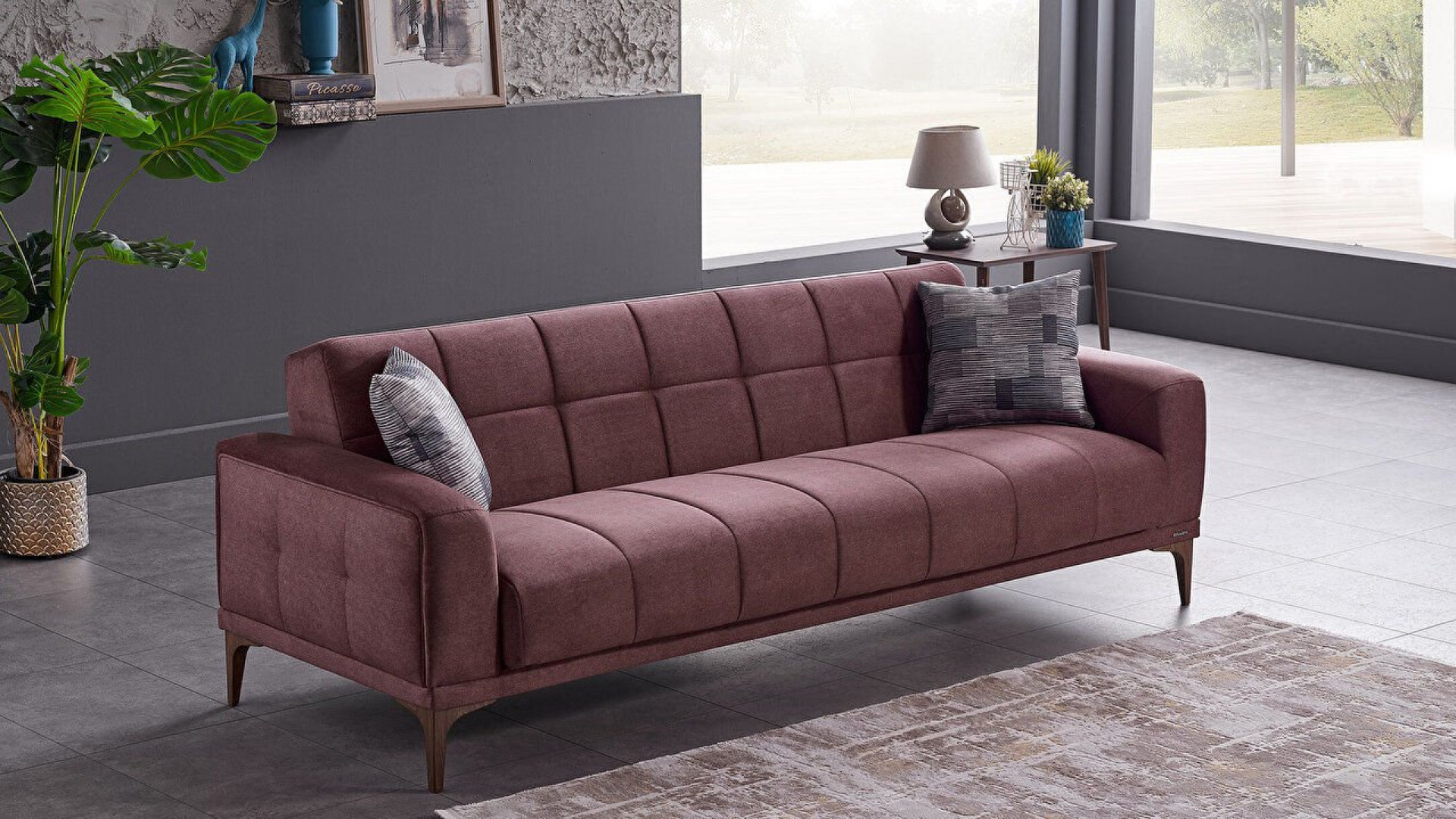Palermo S 3er-Sofa - Nuss-Füße