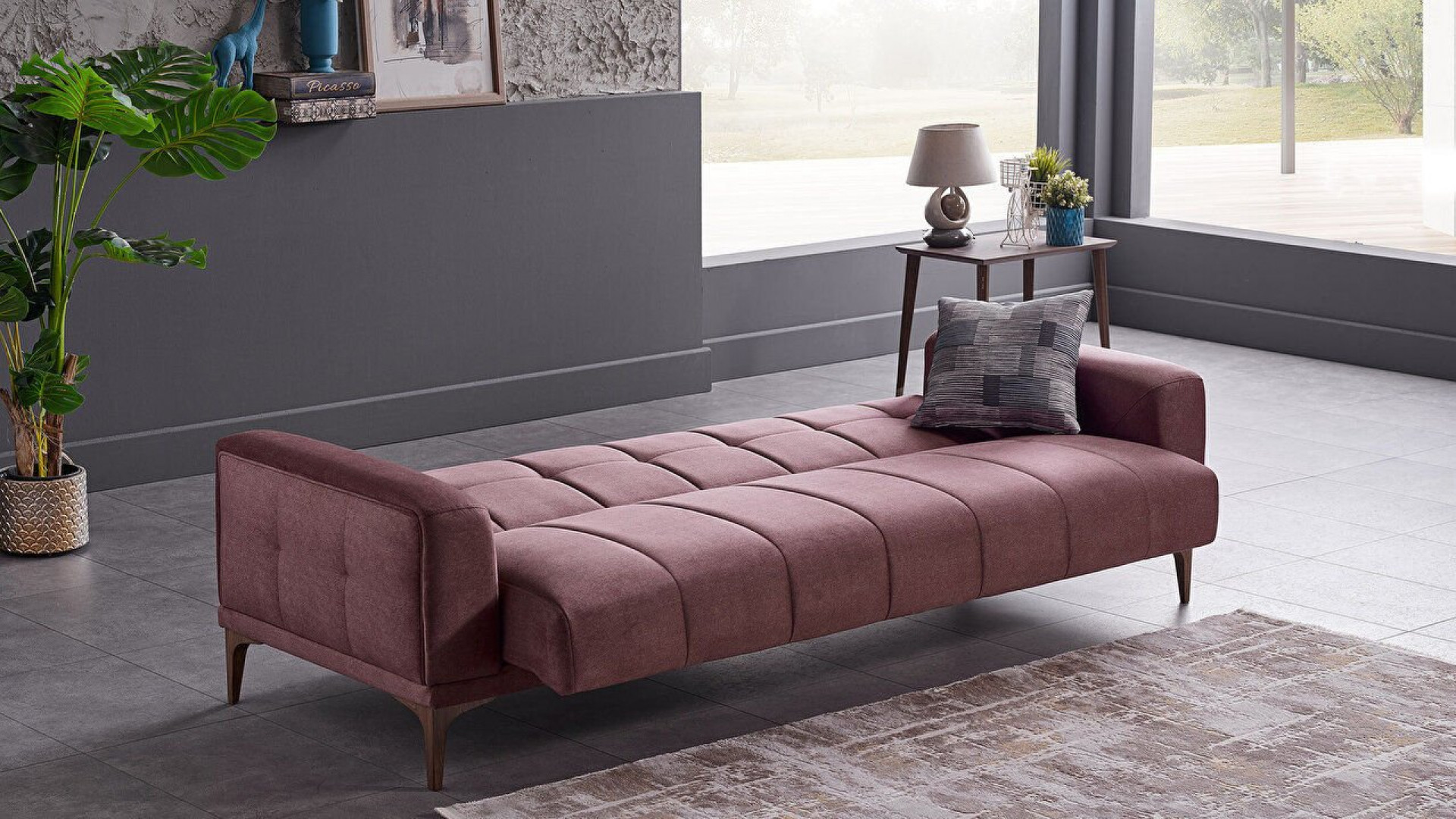 Palermo S 3er-Sofa - Nuss-Füße