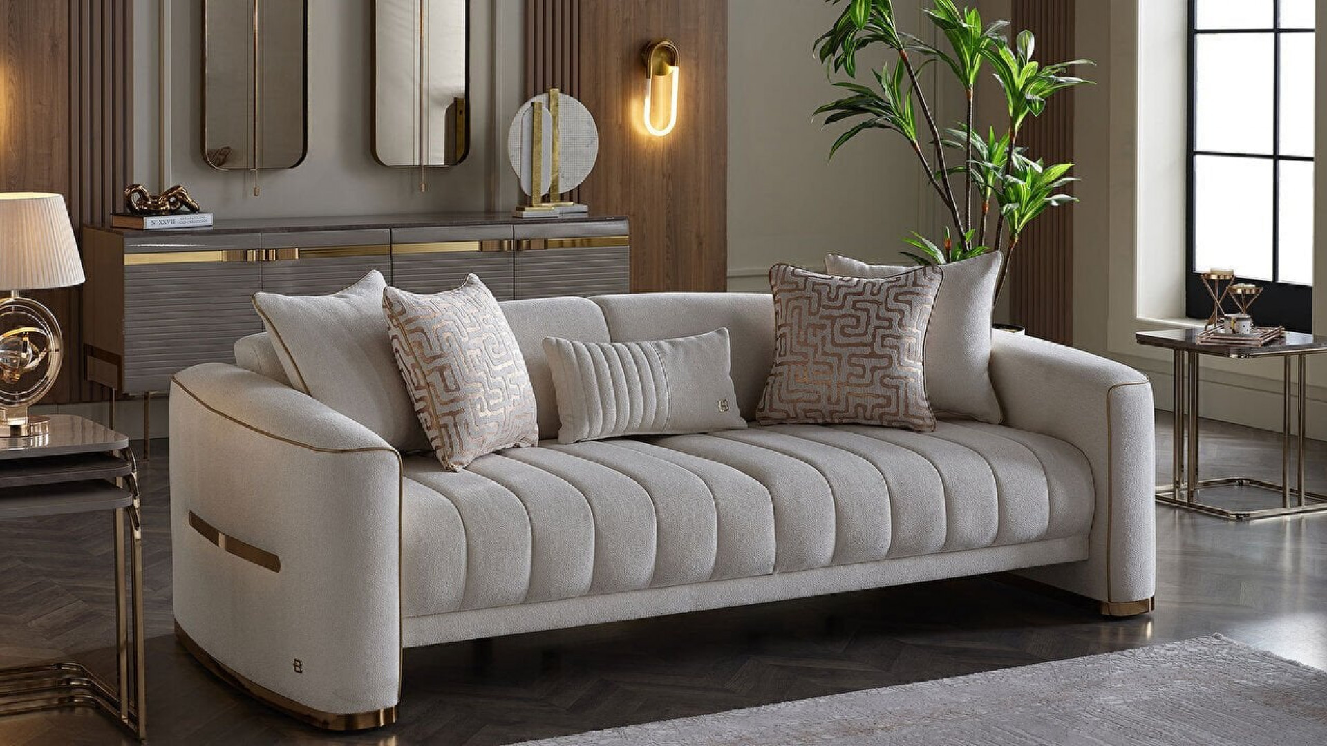Veronica 3er-Sofa - Creme
