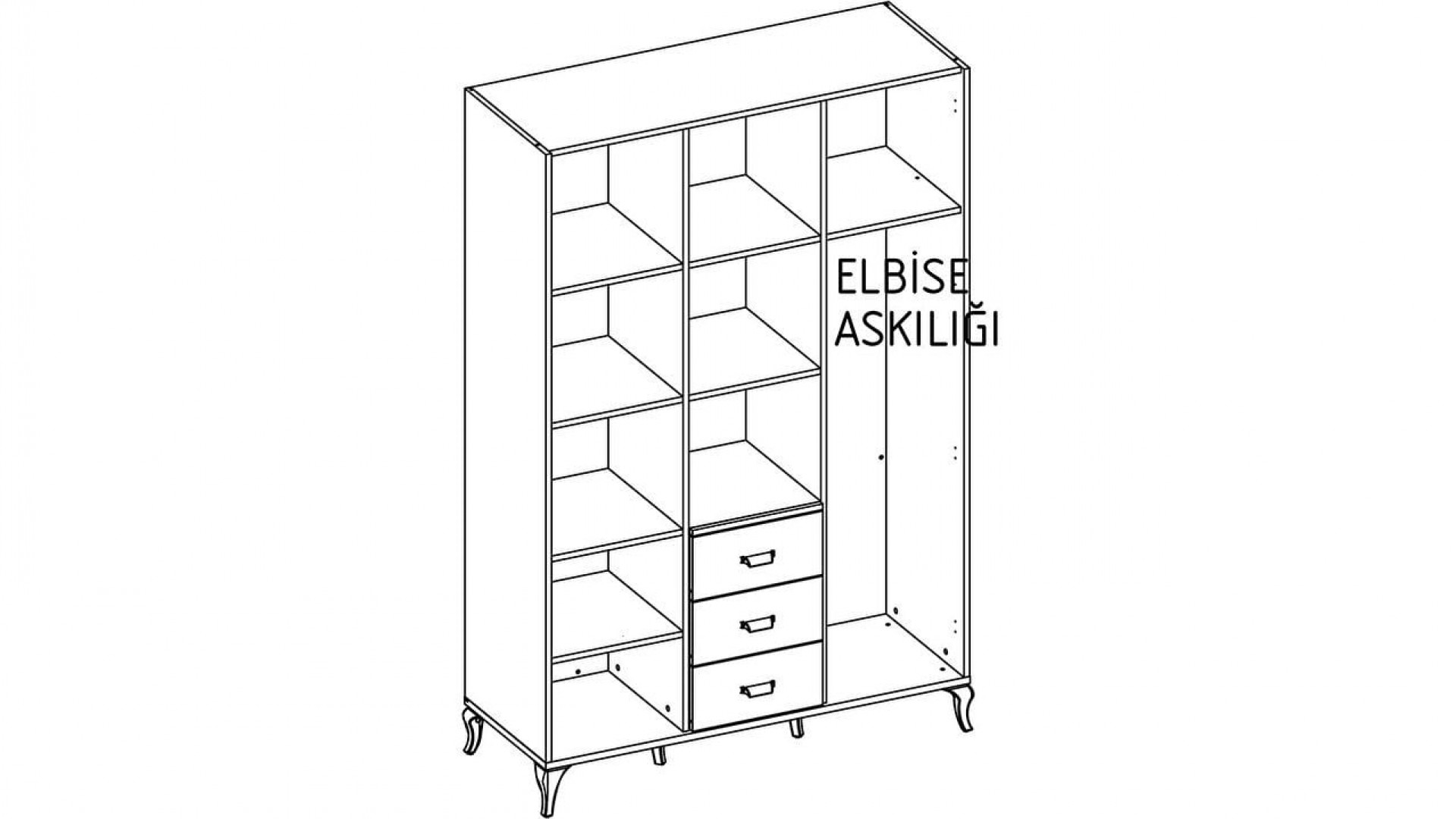 Andera Jugendzimmer 3-türiger Kleiderschrank