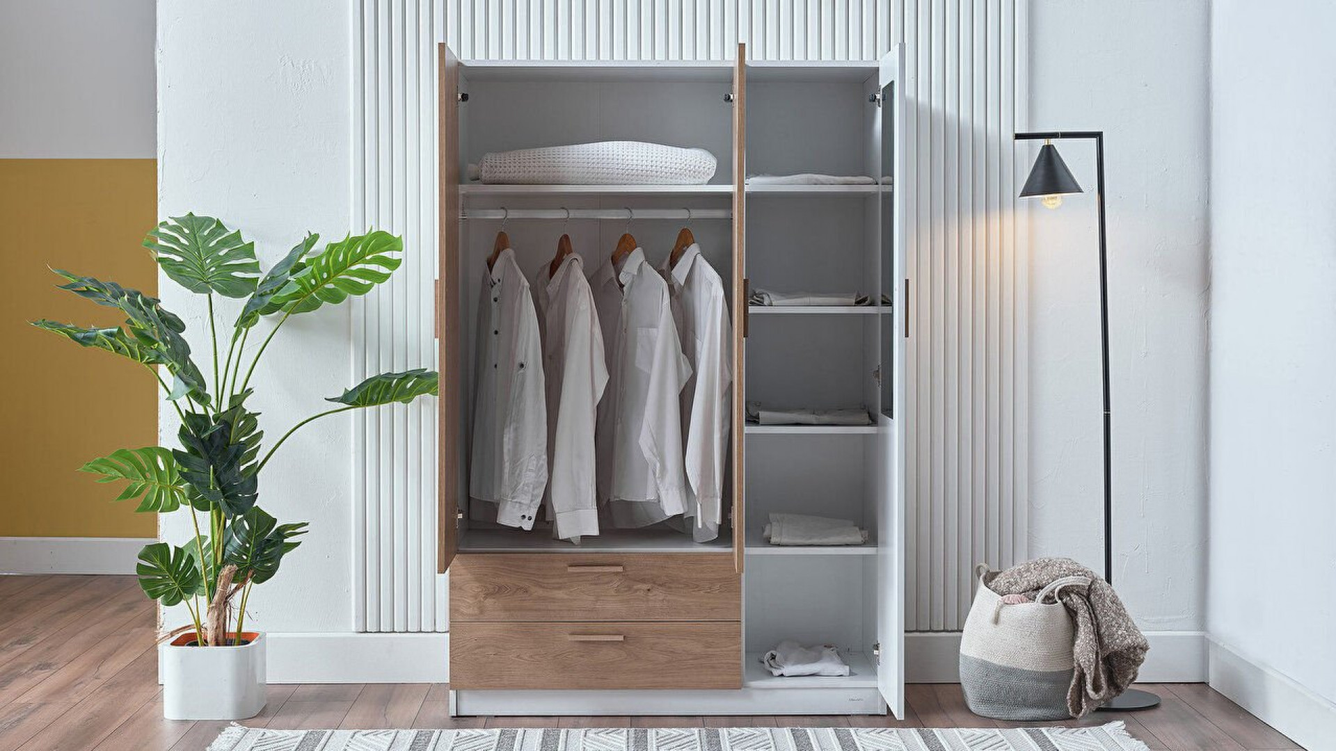 Carlo 3-türiger Kleiderschrank - Eiche