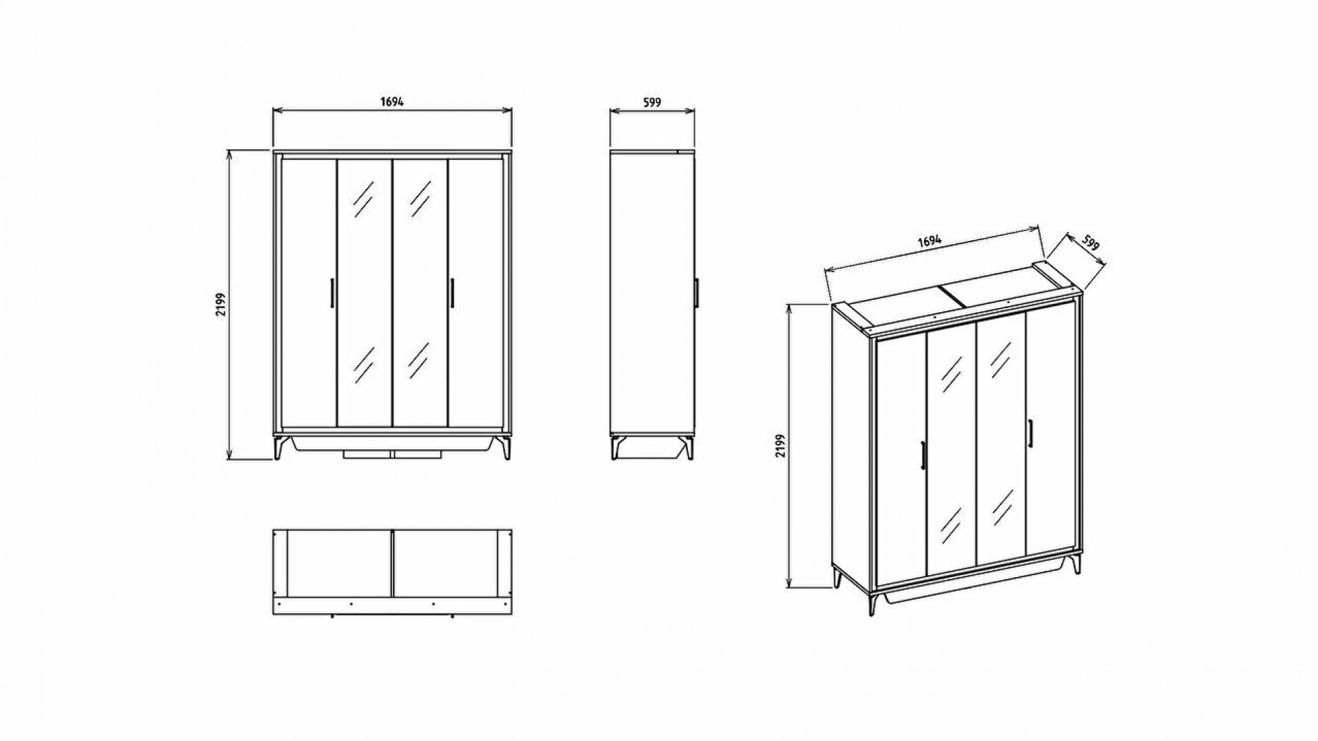 Monaco 4-türiger Schrank