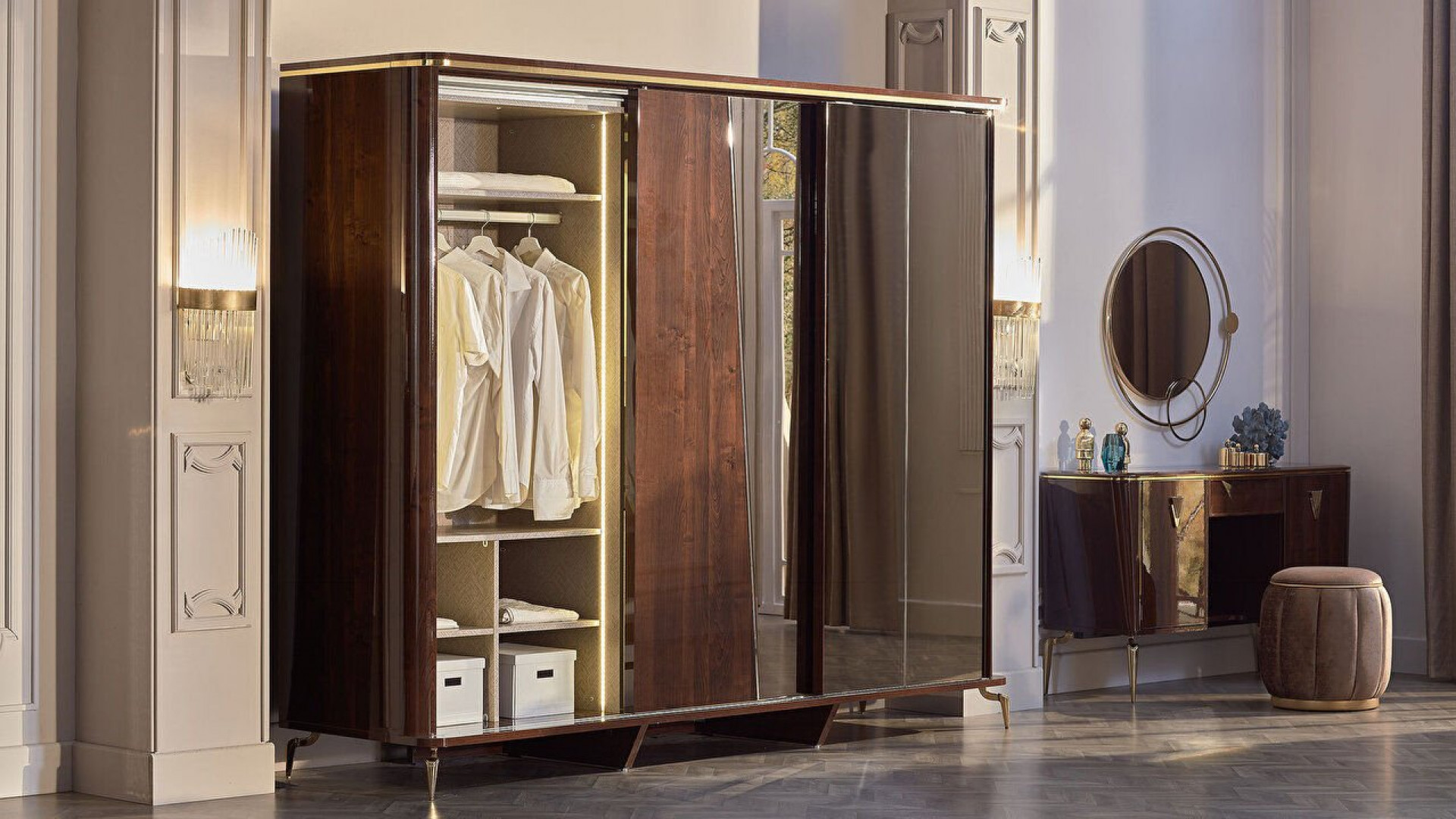 Plaza Schwebetürenschrank - Eiche