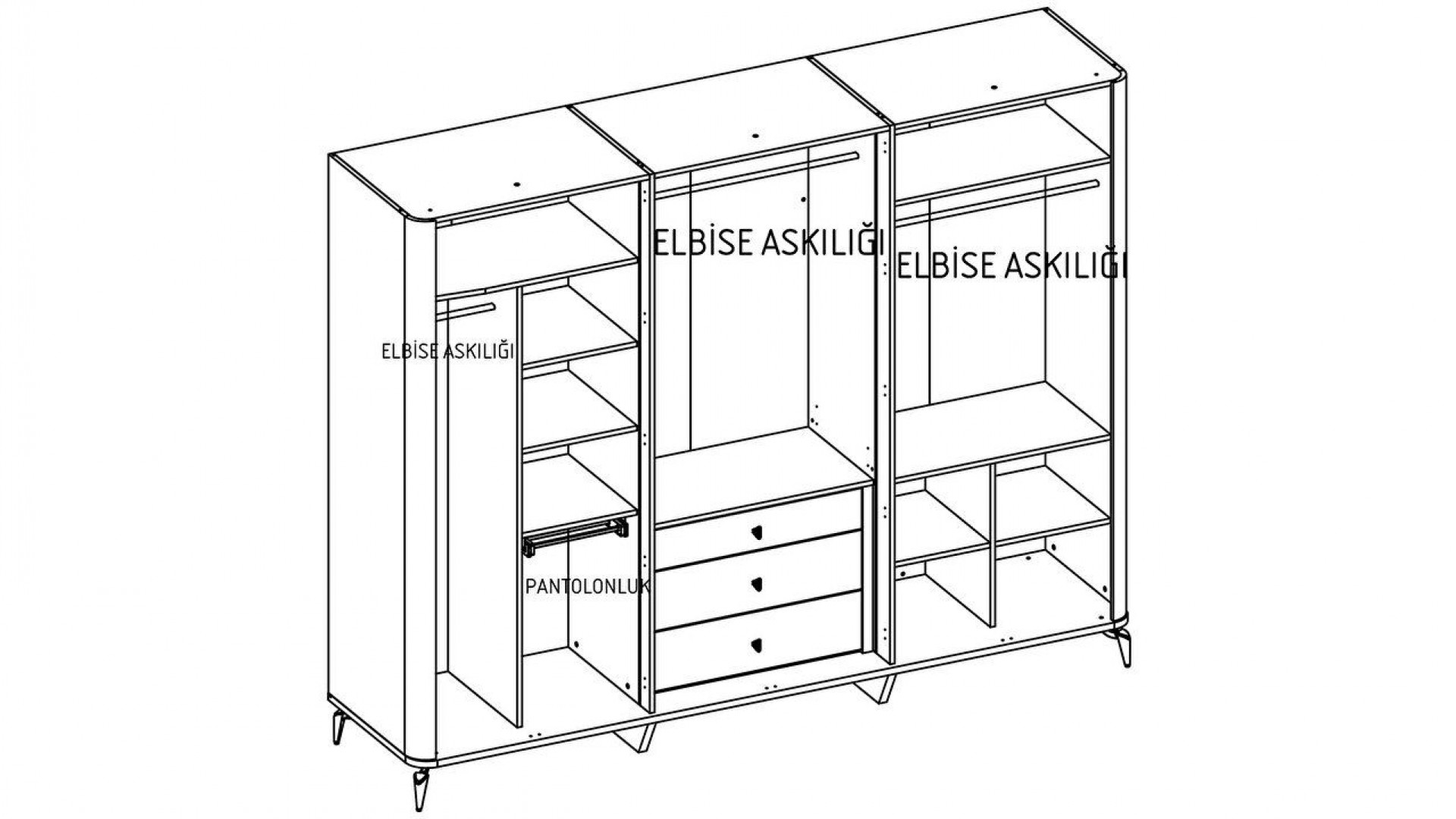 Plaza 6-türiger Schrank - Eiche