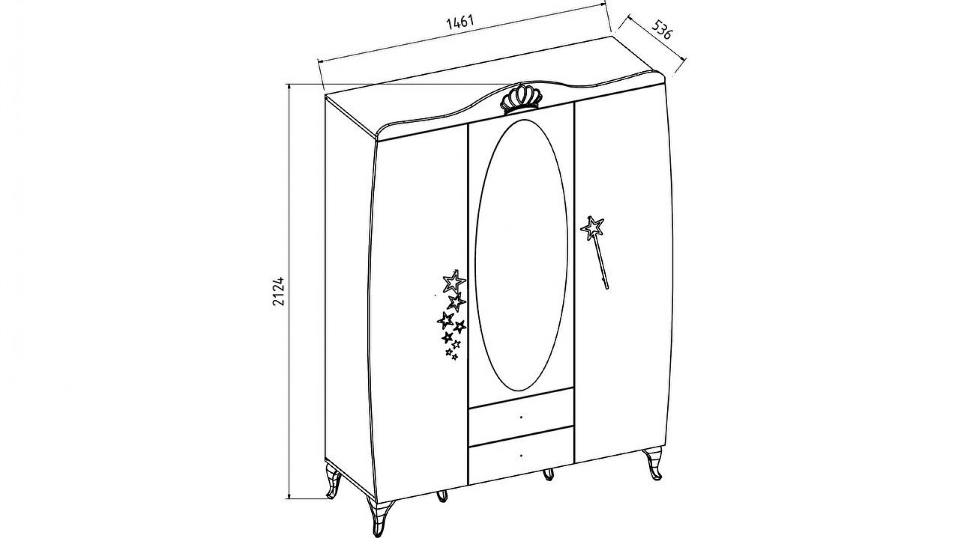 Sandy 3-türiger Kleiderschrank