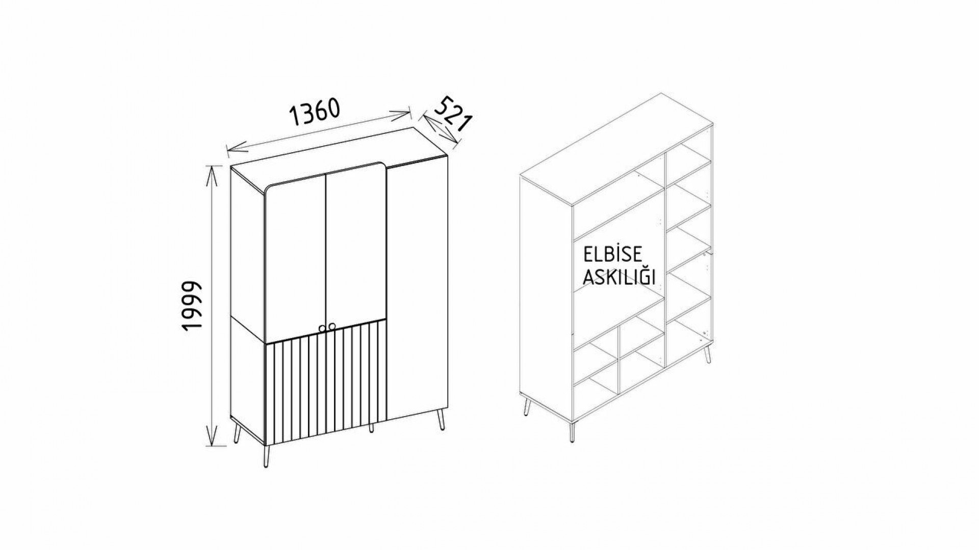 Selina Jugendzimmer 3-türiger Kleiderschrank