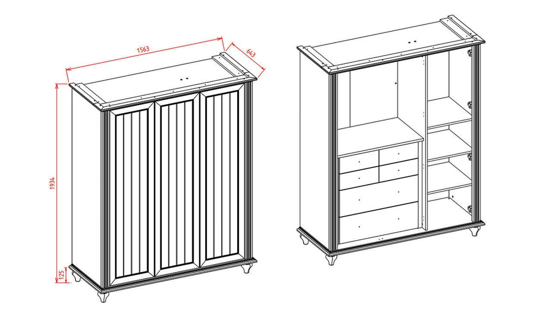 Twin 3-türiger Kleiderschrank
