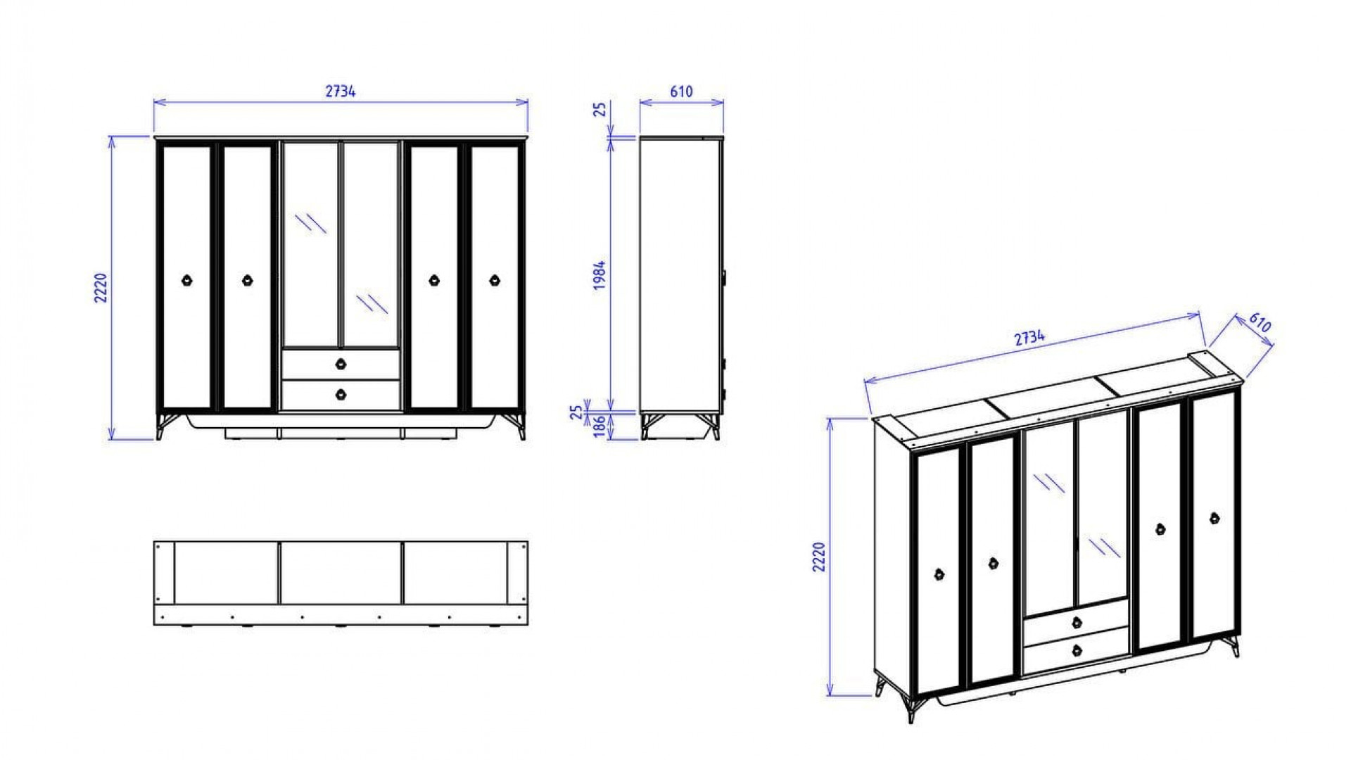 Valencia 6-türiger Schrank