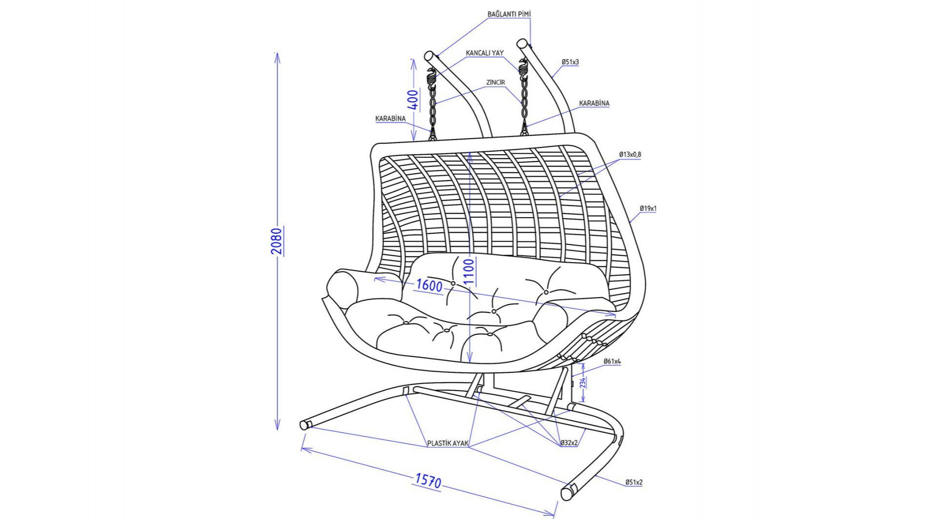 Fiona Hängesessel Anthrazit