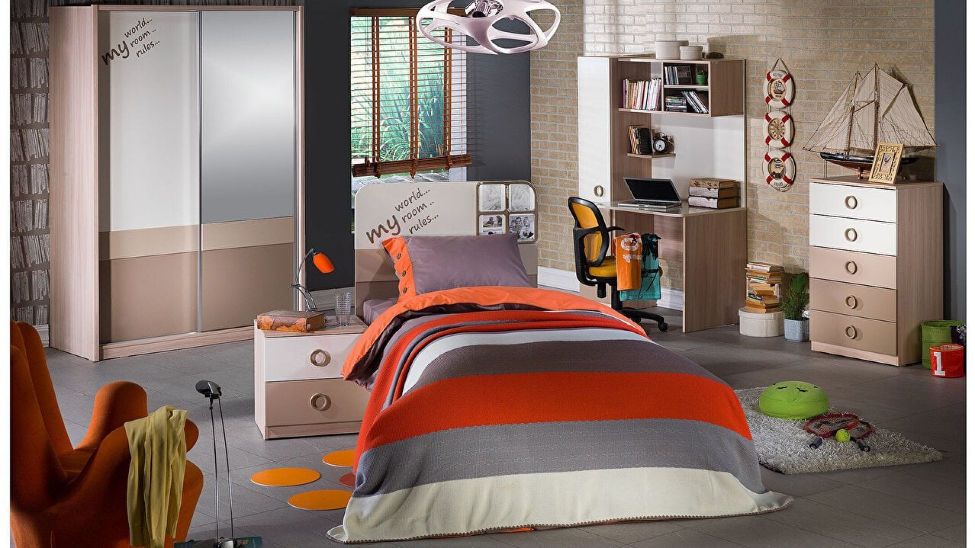 Portivo Jugendzimmer Schiebetür-Kleiderschrank