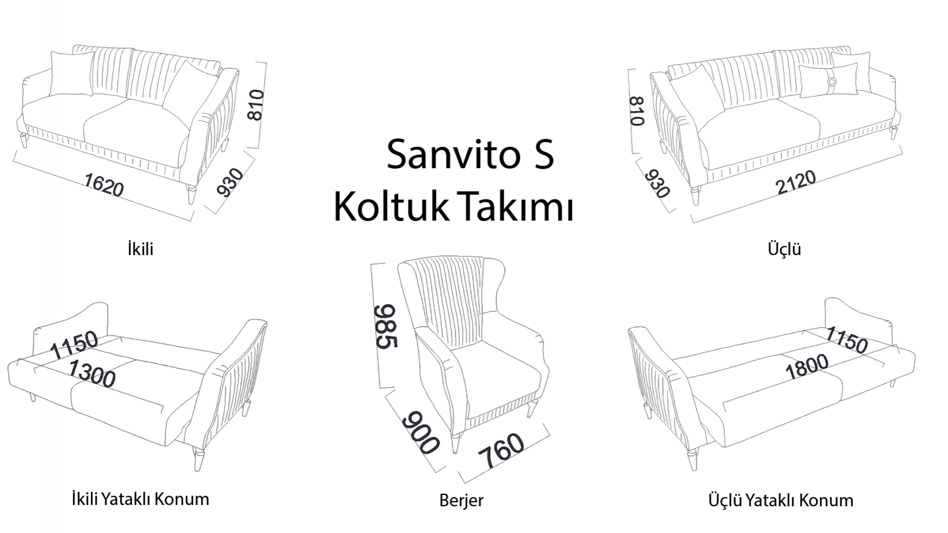Sanvito S 3er-Sofa