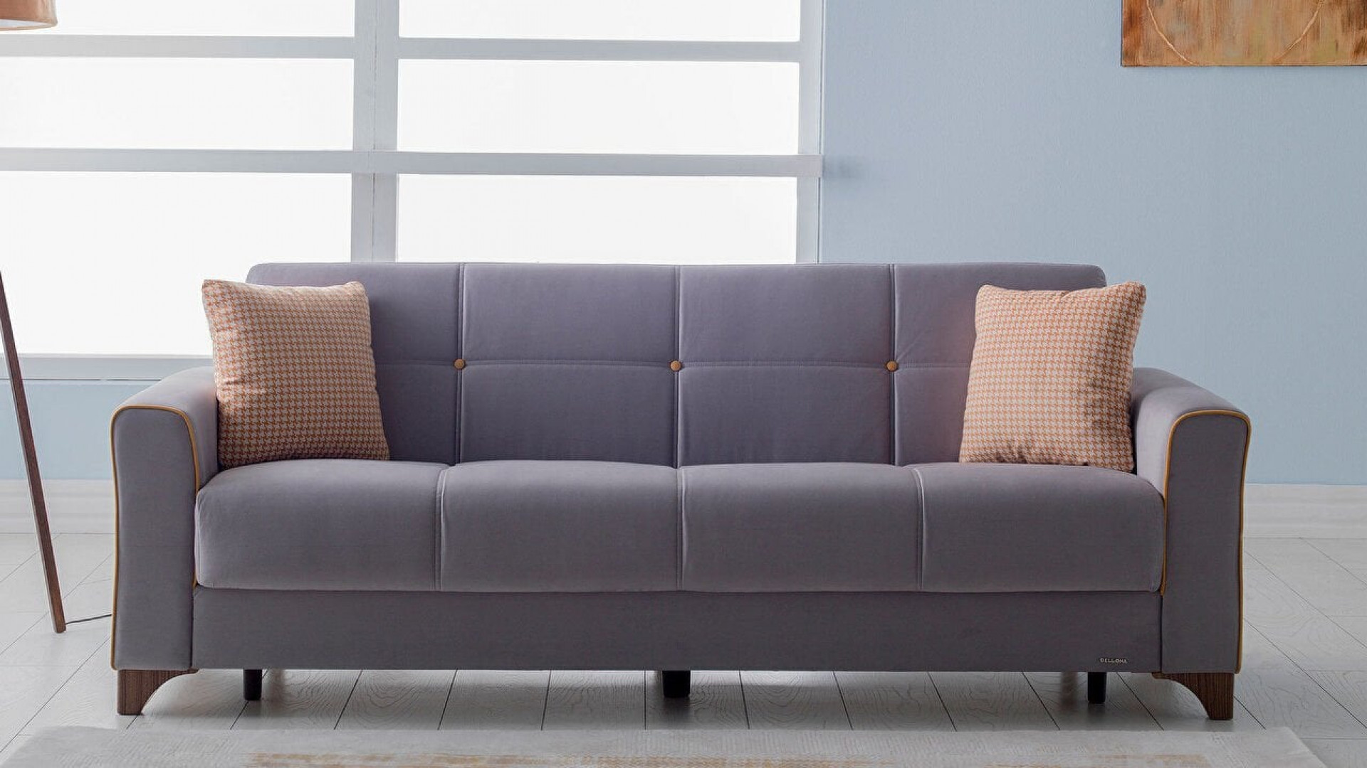 Tina 3er-Sofa - Senfgelber Saum