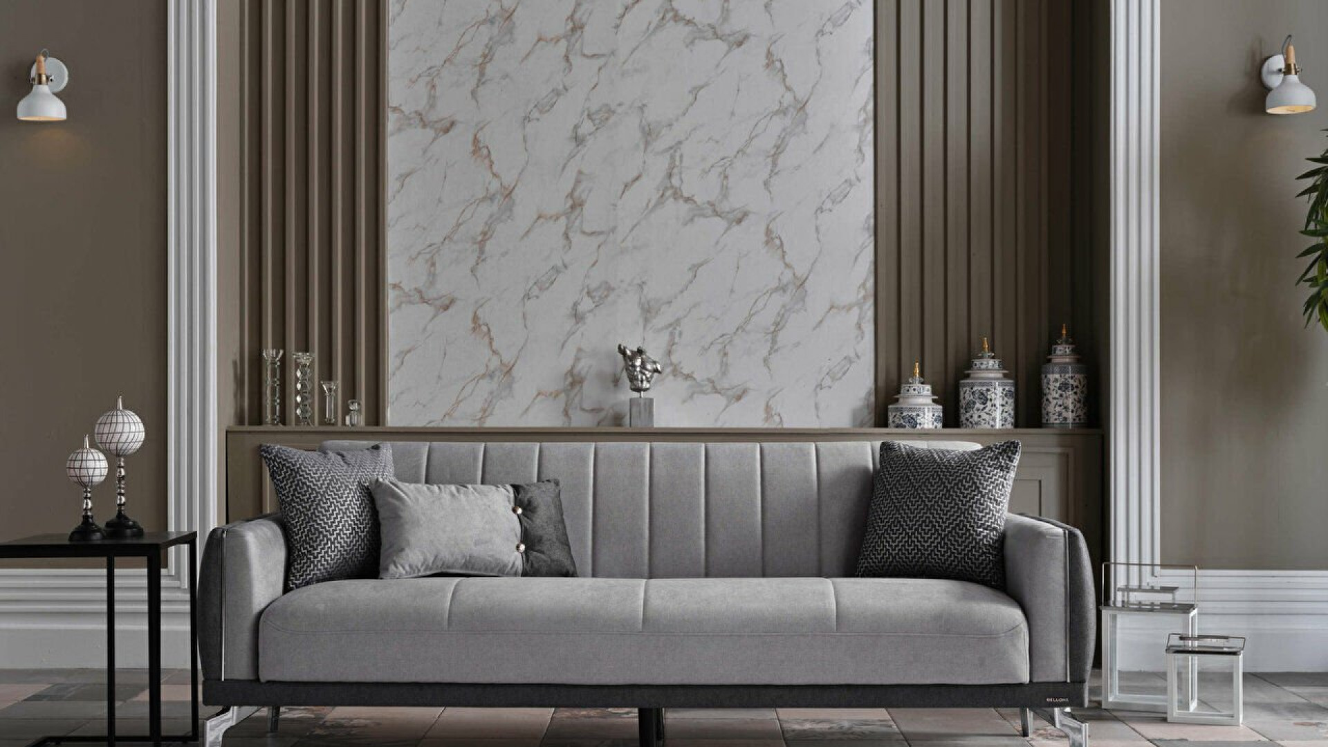 Valens 3er-Sofa - Anthrazit-Kissen