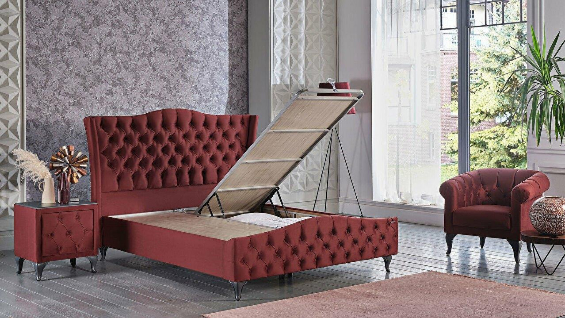 Estonya Bettbox - Weinrot