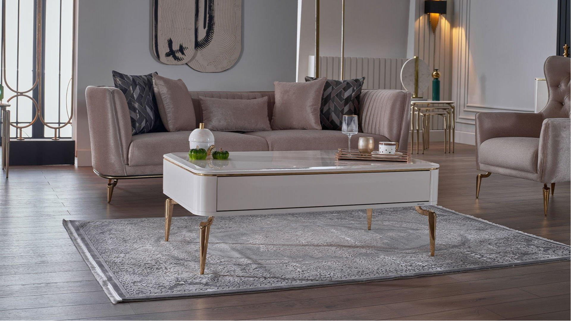 Plaza Couchtisch - Elfenbein